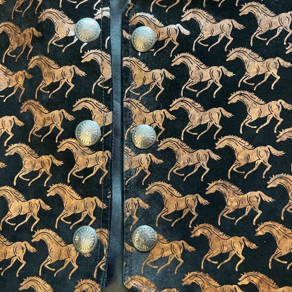 Stampede Leather Fitted Horse Print Vest Made in Ruidoso NM - Picture 2 of 6